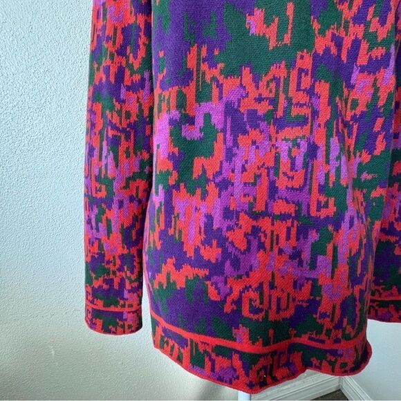Isaac Mizrahi Live Art Deco Cardigan Sweater Knit Zip Up SZ M - Picture 7 of 16